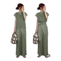 シンプル 半袖 トップス+ ハイウエスト パンツセット