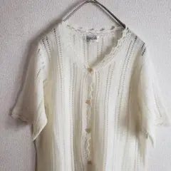 A46 お洒落 ふるじょ 古着女子 穴あき ニット カーディガン