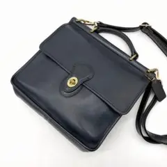 【希少】オールドコーチ ハンドバッグ 2way ウィリス 濃紺 グラブタンレザー