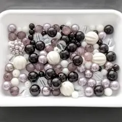 プラビーズ　アクリルビーズ　120個　モノクローム　黒　白　グレー　*2322