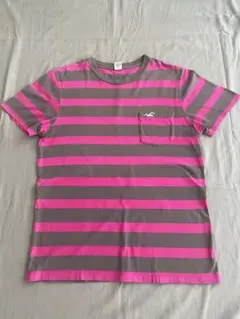 ホリスター ストライプデザインTシャツ ピンクとブラウン
