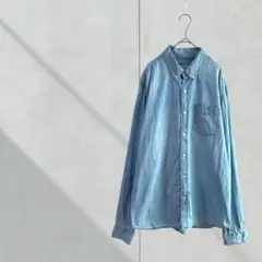 3688【GAP】デニムジャケット　ボタンダウン　長袖　ライトブルー　Ｌ　羽織り