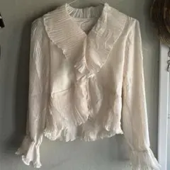フリルブラウス トップス シアー lochie vintage ホワイトベージュ