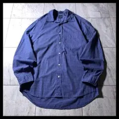 00s OLD GAP チェックシャツ 長袖 青 ネイビー レギュラーカラー M