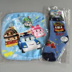 ロボカーポリー タオルハンカチ四人&ロイ靴下12cm〜16cmセット②