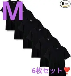 新品未使用品✨q メンズ ブラック Vネック Tシャツ 6枚セット M