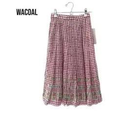 waoalワコール　花柄チェック膝下プリーツスカート　レトロ　新品　古着