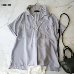 超美品　ナノユニバース　半袖シャツ　スキッパーシャツ　ゆったり