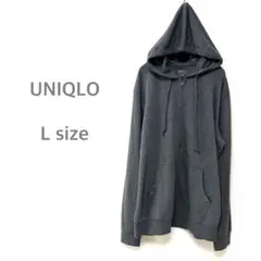 UNIQLO ユニクロ　パーカー　長袖　ダークグレー　シンプル　フード　L