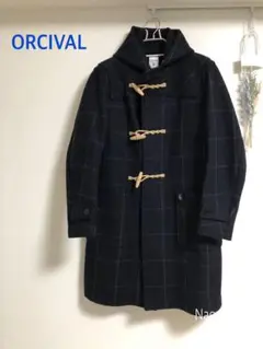 ORCIVAL オーシバル ダッフルコート ウインドウペン チェック ネイビー
