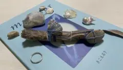 流木と石と貝のオブジェ