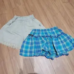 Knit Planner グレー &チェック柄ショートパンツ120cm