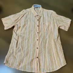 Hush Puppies 半袖シャツ LL オレンジ系ストライプ　可愛い