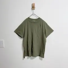 GU ジーユー　スムースクールネックTシャツ　カーキ　オリーブ　L