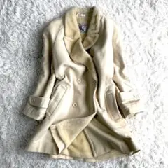 希少★バーバリー カシミヤ入り ボア コート ウール ダブル