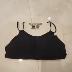 ブラトップ　カップ付き　シームレス　インナー　ブラ　黒　M　バッククロス