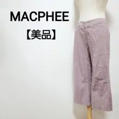 【美品】MACPHEE 千鳥格子柄 ポケット 7部 アンクル丈 パンツ