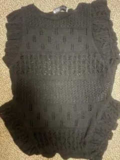 ZARA フリル付きオープンニットトップス 黒
