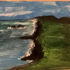 風景画 油彩 青と緑のトーン