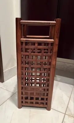 【美品】　木製　編み込みデザイン　傘立て