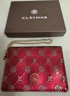 CLATHAS 赤 花柄 エンボス カードケース　未使用品　角擦れ等無し　箱有り