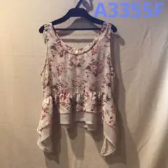 値下げ★花柄シフォン生地ノースリーブチュニック★A3355F