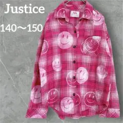 レア✨Justice 【140〜150】 ピンク スマイル　長袖シャツ 総柄