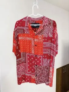 【日本未進出】スペイン発 PULL& BEAR ペイズリー柄 半袖シャツ