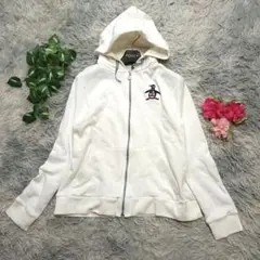 【Munsingwear】フード付きパーカー (L) ホワイト ジップアップ