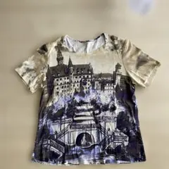 城のプリント 半袖Tシャツ　M