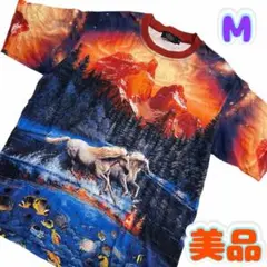 【美品】ラッセン　半袖Tシャツ　日本製　アート　コットン100 綿　M 総柄