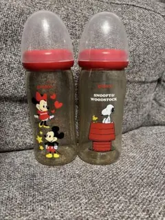 Pigeon ミッキー スヌーピー 哺乳瓶 240ml 2本セット