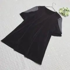 【アセーニュ】半袖シャツ サラサラ生地 ツートーン チュニック ＬＬ　ゆったり