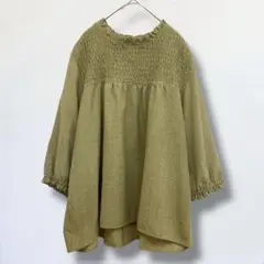 コロプカ 大きいサイズ ブラウス プルオーバー 【4L】 7分袖 ベージュ