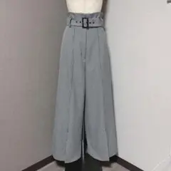 ムルーア 千鳥柄 スリット ベルト ワイド パンツ