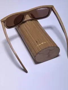 木製フレーム ブラウンレンズ サングラス ケース付き