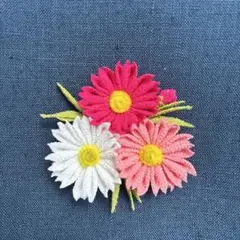 つまみ細工　コスモスの花ブローチ 2way 三色コスモス　秋