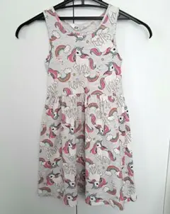H&M ユニコーン柄 ノースリーブワンピース 122/128