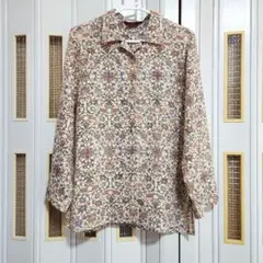 V&A MUSEUM オパール加工 花柄長袖レースシャツ