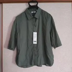 UNIQLO ダークグリーン Mサイズ シャツ身丈63 身幅55袖丈30