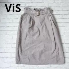 nm12 ViS ビス：ベルト付きコーデュロイタイトスカート　ゴム　裏地　M