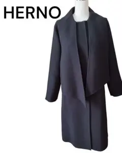 HERNO 希少 ウールコート チェスター 黒 ブラック レトロ ヴィンテージ