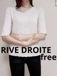 RIVE DROITEレディース　ニット　五分袖　ベージュ　フリーサイズ