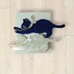【2つセット】猫 ヘアクリップ ヘアアクセサリー 韓国 ラメ