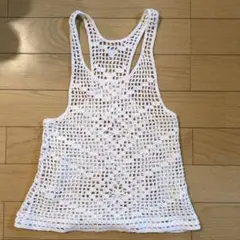 PEAK&PINE ホワイト レース編み タンクトップ 9M