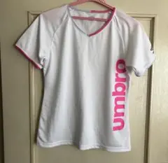 umbro VネックTシャツ ホワイト/ピンク