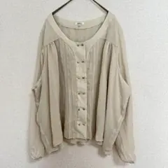 ✨大きいサイズ✨ABECHE 6L ベージュ系 ゴールドボタン ブラウス 長袖