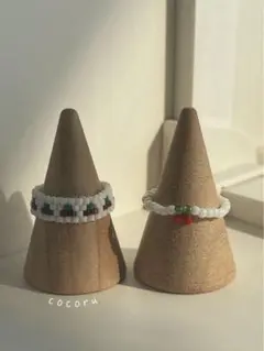さくらんぼ　ビーズリング　2点セット