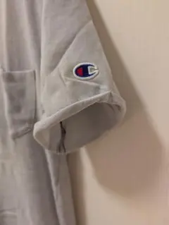 美品 Champion チャンピオン ロゴ刺繍 グレー 半袖 ラウンドカット