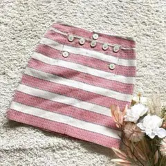 FORSTE リネンスカート　極美品　昭和レトロ　ミニ　希少　赤白ボーダー